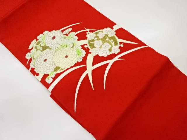 JAPANESE KIMONO / VINTAGE NAGOYA OBI / SHIOZE / KINSAI / KIKU & UME